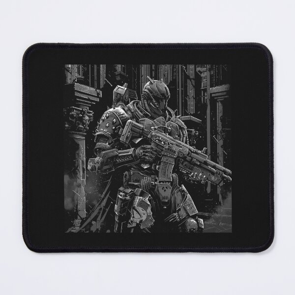 Item preview, Black and White Sci Fi Soldier – Futuristic Cyber Warrior Art designed and sold by inkoutninja.