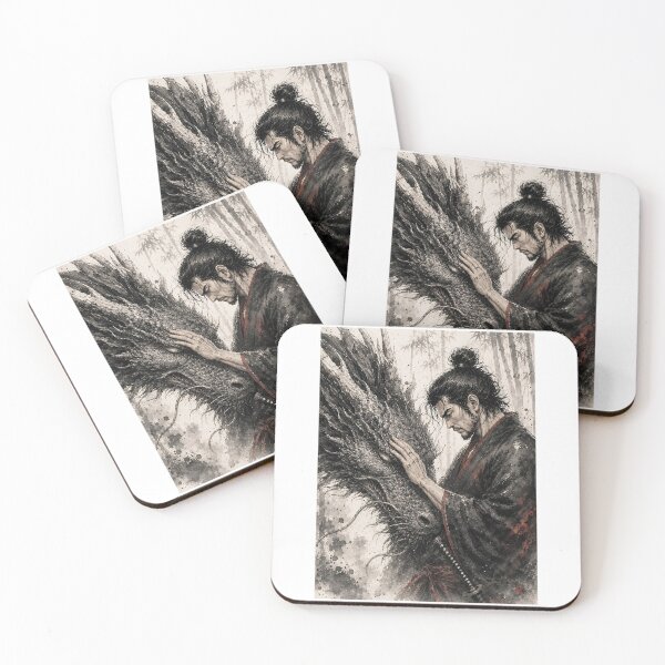 Item preview, Silent Bond – Samurai and Dragon Art designed and sold by TsumugiTrace.