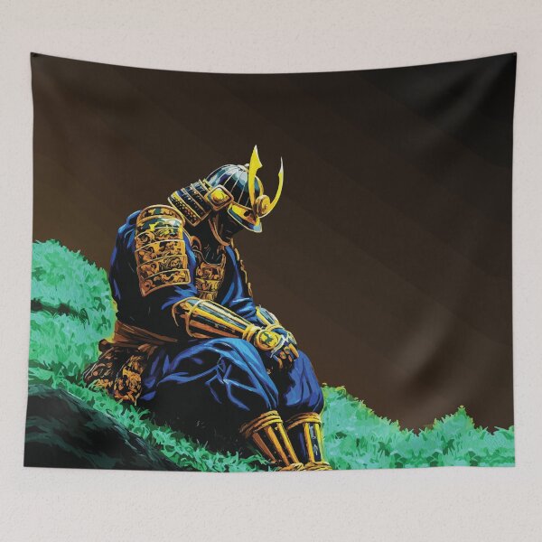 Item preview, Golden Samurai Resting After Victory Art designed and sold by RamyGallery.
