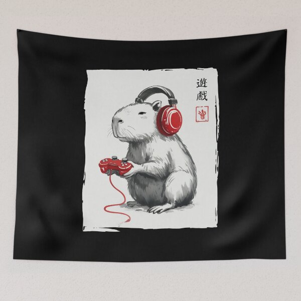Item preview, Vintage Capybara playing video games Retro Japanese designed and sold by suhairee-studio.
