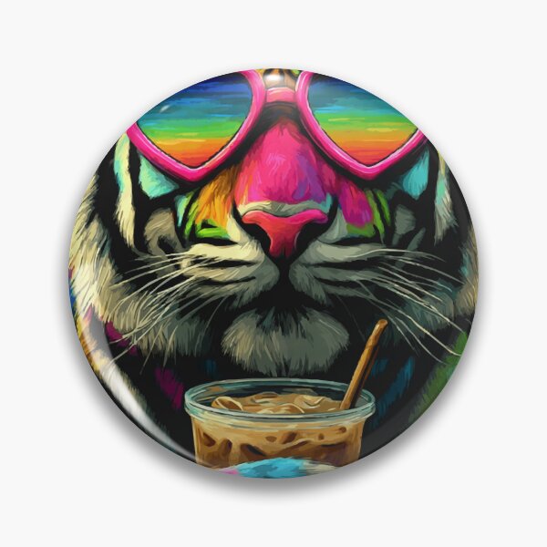 Item preview, Tropical Tiger with Sunglasses and Iced Coffee Beach Summer designed and sold by Littermin.