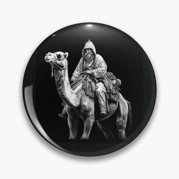 Item preview, Black and White Camel Rider – Desert Nomad Travel Art designed and sold by inkoutninja.
