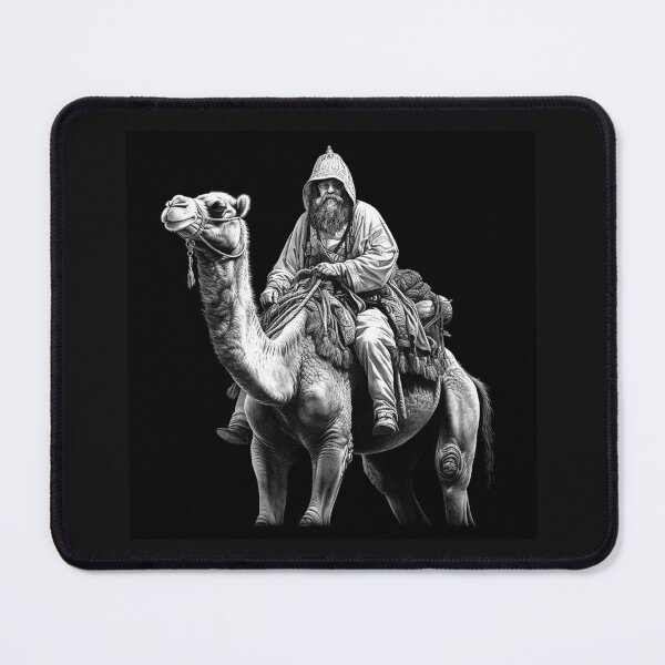 Item preview, Black and White Camel Rider – Desert Nomad Travel Art designed and sold by inkoutninja.