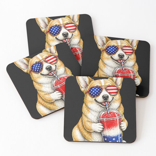 Item preview, Patriotic Corgi Drinking Slushie 4th of July Animal Dog Meme designed and sold by Littermin.