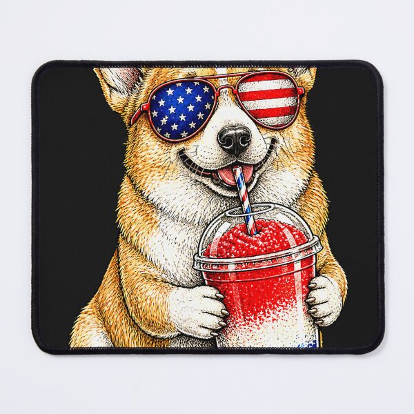 Item preview, Patriotic Corgi Drinking Slushie 4th of July Animal Dog Meme designed and sold by Littermin.