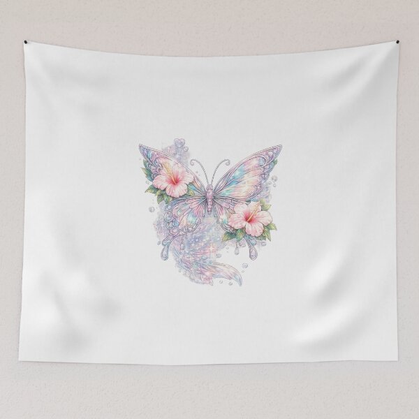 Item preview, Iridescent Crystal Butterfly Hibiscus Y2K Tropical Aesthetic designed and sold by y2ktropical.