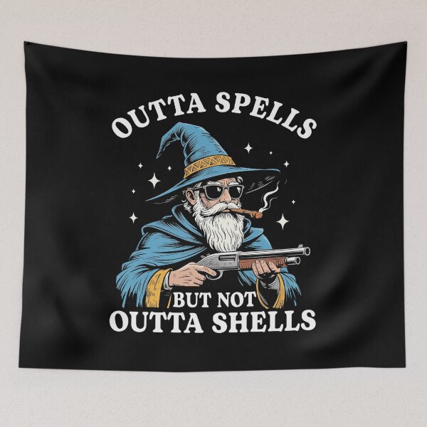 Item preview, Outta Spells But Not Outta Shells Funny Wizard Meme designed and sold by nosu-art-pod.
