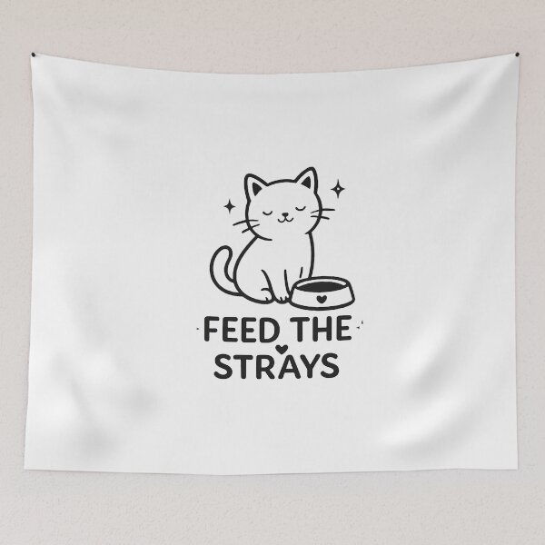 Item preview, Feed The Strays Cute Cat Minimal Design designed and sold by Lovestickerco.