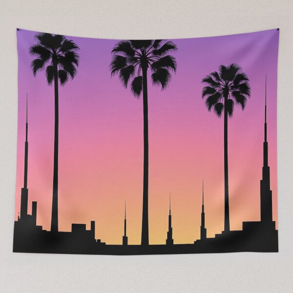 Item preview, Palm City Skyline Sunset Retro Gradient designed and sold by Moodoncraft-.