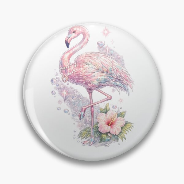 Item preview, Iridescent Pink Flamingo Hibiscus Y2K Tropical Glitter Aesthetic designed and sold by y2ktropical.