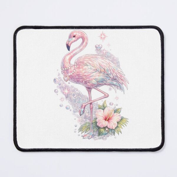 Item preview, Iridescent Pink Flamingo Hibiscus Y2K Tropical Glitter Aesthetic designed and sold by y2ktropical.