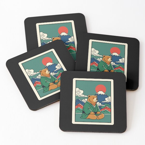 Item preview, Retro Samurai Bear Japanese Mountain Sunset Illustration designed and sold by JordynLadukeg65.