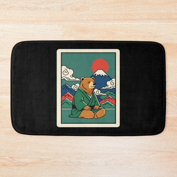 Item preview, Retro Samurai Bear Japanese Mountain Sunset Illustration designed and sold by JordynLadukeg65.