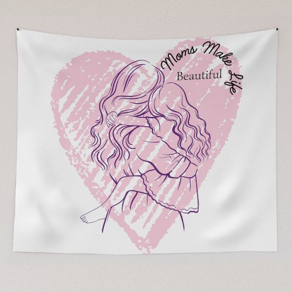 Item preview, Moms Make Life Beautiful Mother and Daughter Heart Gift designed and sold by byLizedesigns.