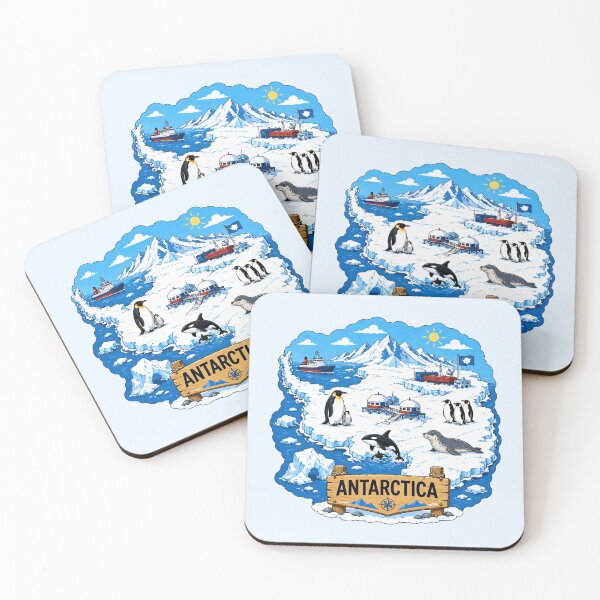 Item preview, Antarctica Polar Wildlife Scenic Map designed and sold by Myra365Art.