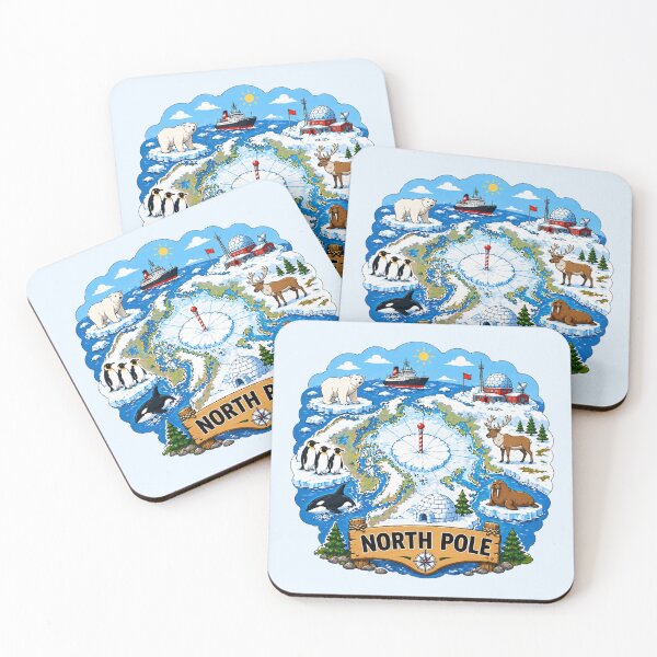 Item preview, North Pole Arctic Wildlife Scenic Map designed and sold by Myra365Art.