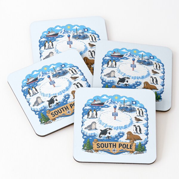 Item preview, South Pole Antarctica Polar Wildlife Scenic Map designed and sold by Myra365Art.