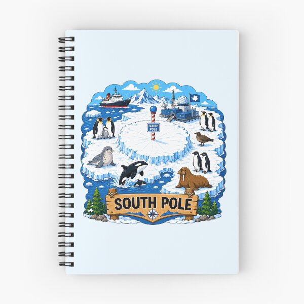 Item preview, South Pole Antarctica Polar Wildlife Scenic Map designed and sold by Myra365Art.