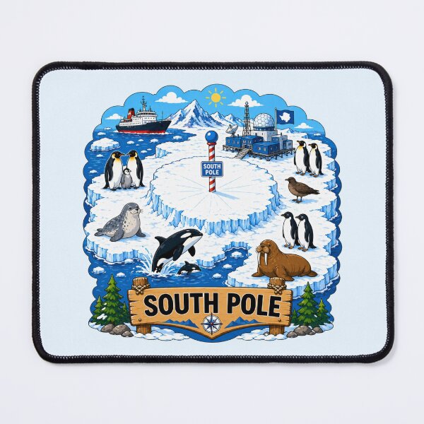 Item preview, South Pole Antarctica Polar Wildlife Scenic Map designed and sold by Myra365Art.