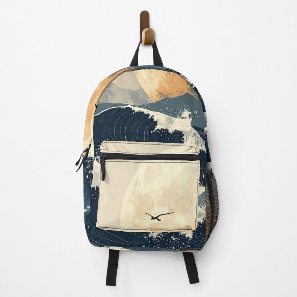 Item preview, Japanese Style Ocean Waves and Full Moon Art designed and sold by Kavin786.