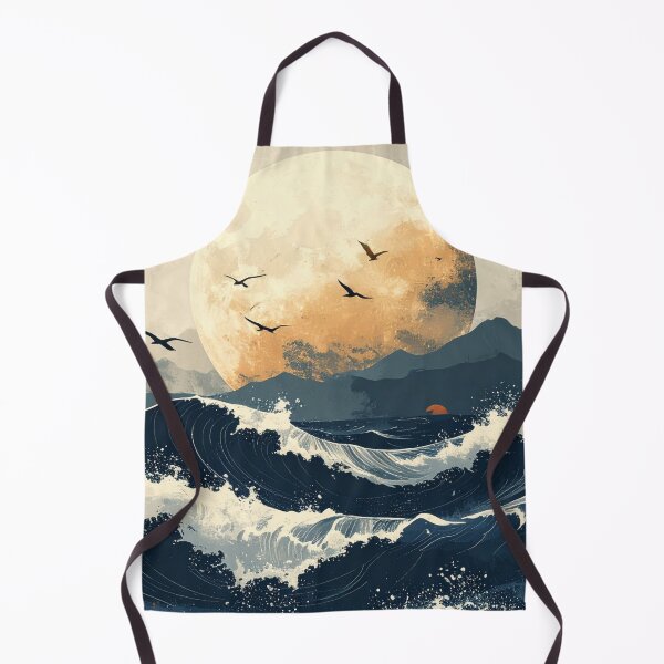Item preview, Japanese Style Ocean Waves and Full Moon Art designed and sold by Kavin786.