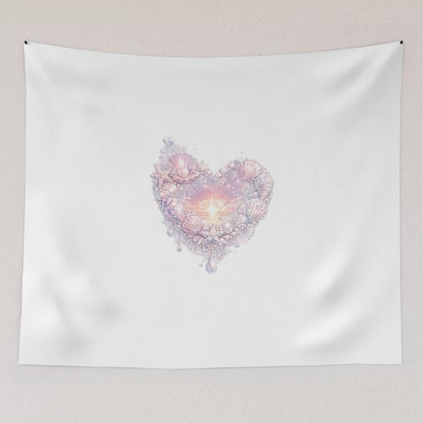 Item preview, Pearl Shell Heart Sunset Y2K Tropical Ocean Aesthetic designed and sold by y2ktropical.