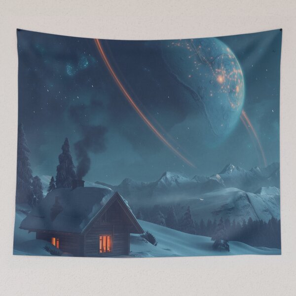 Item preview, Cosmic Winter Cabin Night designed and sold by QuantumDrift.