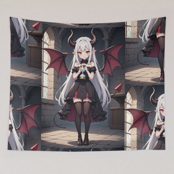 Item preview, Cute demon girl and hourglass designed and sold by ArtsJulian.
