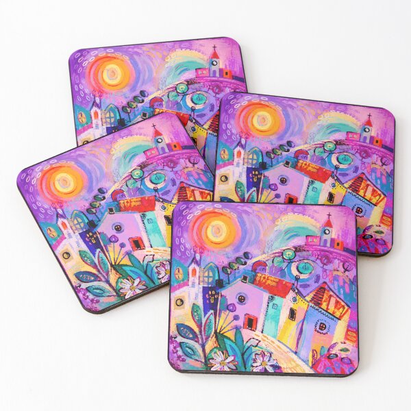 Item preview, Colorful Dreamy Village Painting with Whimsical European Street Vibes designed and sold by eliramaison.