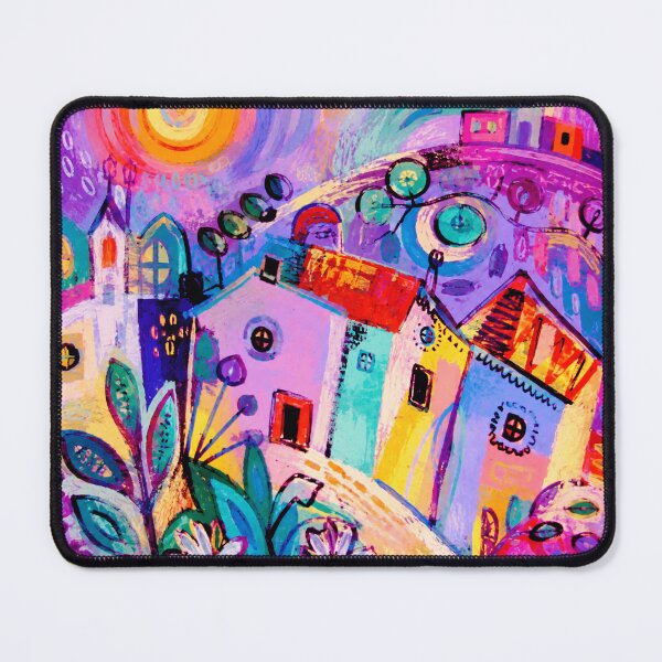 Item preview, Colorful Dreamy Village Painting with Whimsical European Street Vibes designed and sold by eliramaison.