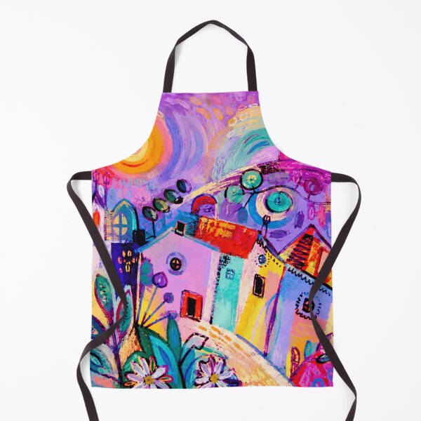 Item preview, Colorful Dreamy Village Painting with Whimsical European Street Vibes designed and sold by eliramaison.