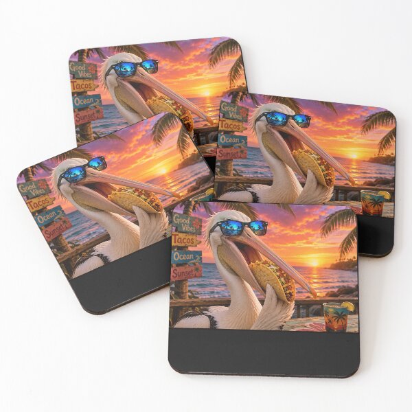 Item preview, Pelican Taco Sunset Beach Funny Tropical Bird Art designed and sold by Littermin.