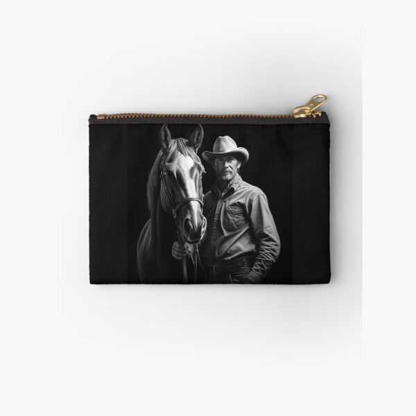 Item preview, Black and White Cowboy with Horse – Classic Western Ranch Art designed and sold by inkoutninja.