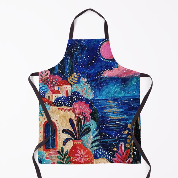 Item preview, Dreamy Coastal Night Painting with Colorful Mediterranean Style designed and sold by eliramaison.