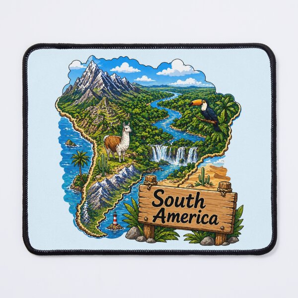 Item preview, South America Scenic Map designed and sold by Myra365Art.