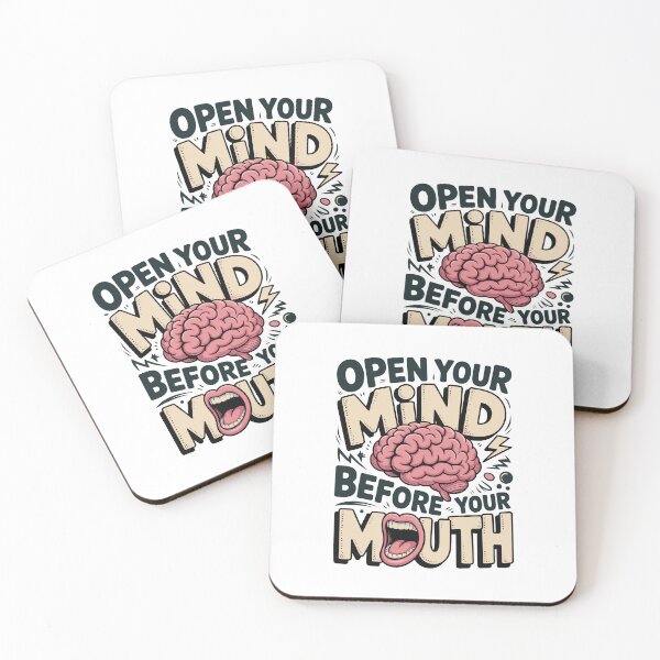 Item preview, Open Your Mind Before Your Mouth Funny Sarcastic Brain Quote designed and sold by PrintMastery.