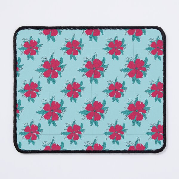 Item preview, Retro Red Pink Floral Cyan Seamless Pattern designed and sold by FMSeamlessArt.