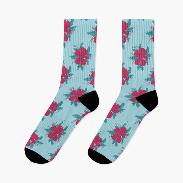 Item preview, Retro Red Pink Floral Cyan Seamless Pattern designed and sold by FMSeamlessArt.