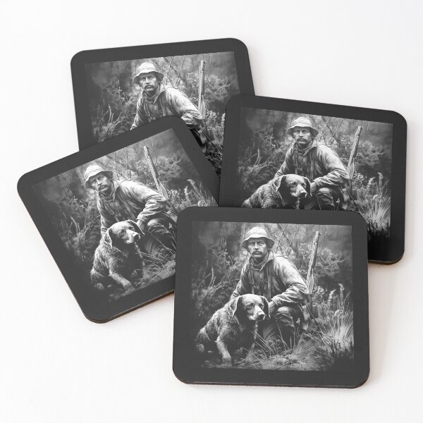 Item preview, Black and White Hunter with Dog – Vintage Outdoor Sporting Art designed and sold by inkoutninja.