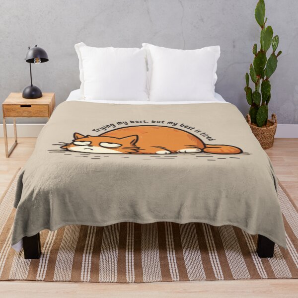 Item preview, Tired Orange Cat Trying My Best Burnout Quote Classic T-Shirt designed and sold by bluither.