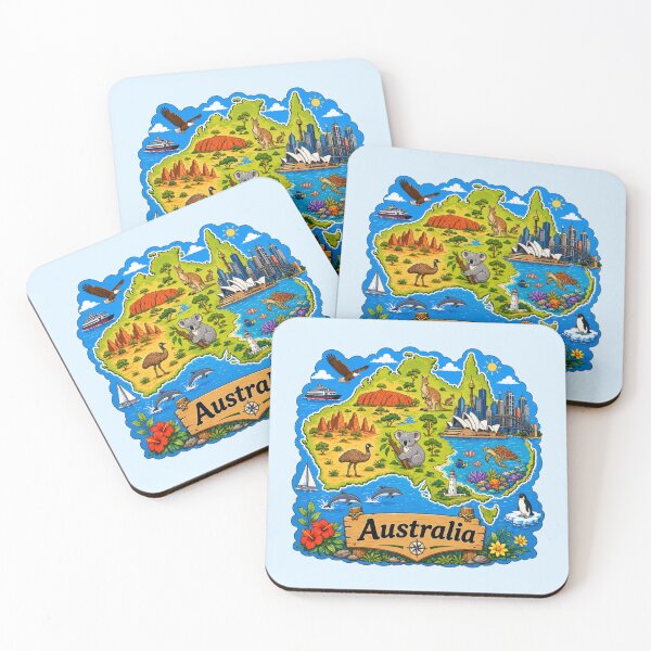 Item preview, Australia Scenic Wildlife Map designed and sold by Myra365Art.