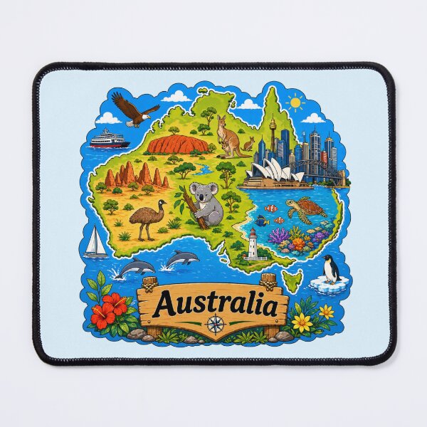 Item preview, Australia Scenic Wildlife Map designed and sold by Myra365Art.