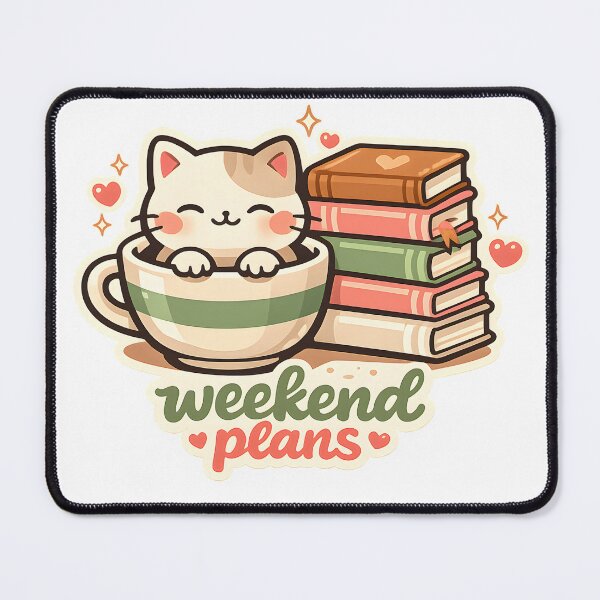 Item preview, Weekend Plans Cute Cat and Books Design designed and sold by Naviora.