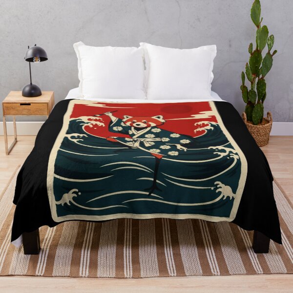 Item preview, Red Panda Samurai Wave In Vintage Japanese Poster Style designed and sold by JordynLadukeg65.