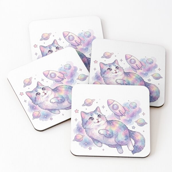 Item preview, Pastel Galaxy Cat Mahina Stickers ｜Floating in Space designed and sold by LaniDigitalNook.