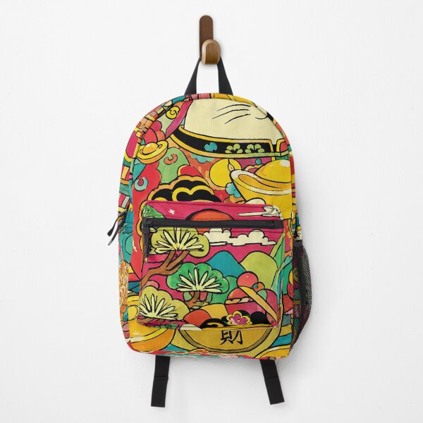 Item preview, Lucky Cat and Koi Fish in Colorful Retro Asian Folk Art Style designed and sold by eliramaison.