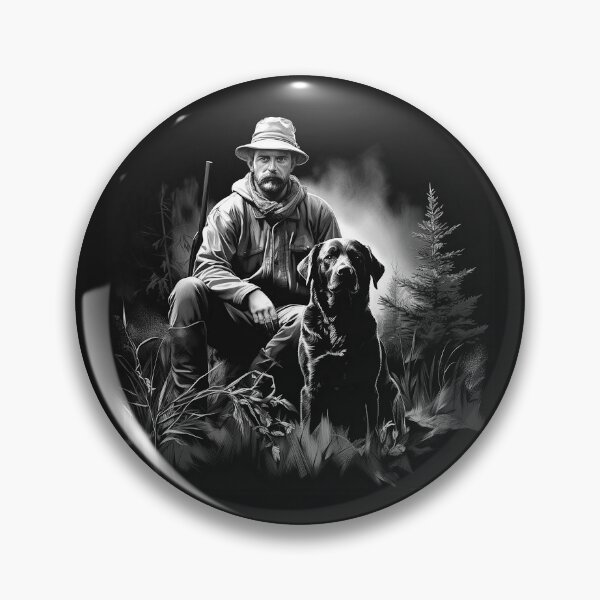 Item preview, Black and White Hunter with Labrador – Rustic Outdoor Sporting Art designed and sold by inkoutninja.