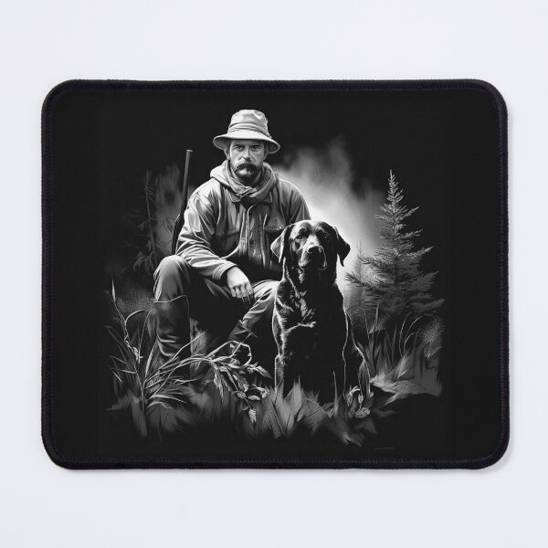 Item preview, Black and White Hunter with Labrador – Rustic Outdoor Sporting Art designed and sold by inkoutninja.