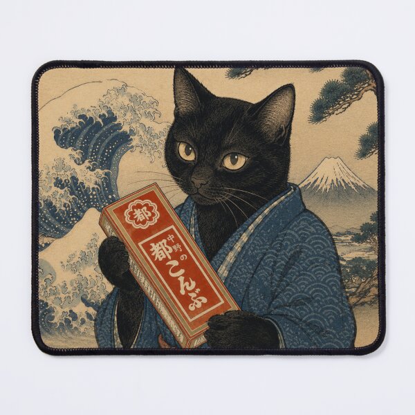 Item preview, Ukiyo-e Black Cat with Miyako Konbu designed and sold by Komatoya.