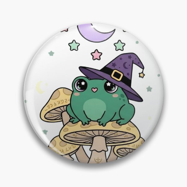 Item preview, Cute Frog with Witch Hat on Mushroom Kawaii designed and sold by NievesGD.